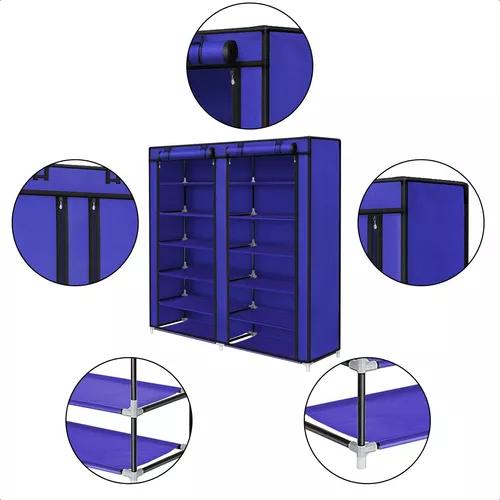 ZAPATERO ARMABLE 12 PISOS ORGANIZADOR CON FUNDA AZUL - 6