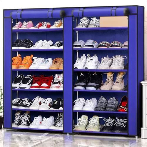 ZAPATERO ARMABLE 12 PISOS ORGANIZADOR CON FUNDA AZUL - 8