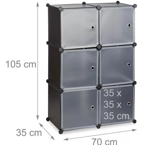 ORGANIZADOR CLOSET 6 MÓDULOS BAÑO O ROPERO NEGRO - 2