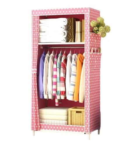 ARMARIO ROPERO ARMABLE 145X45X60 BAÑO ROSADO - 1