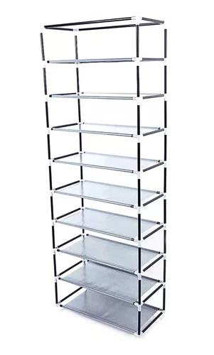 ZAPATERA ARMABLE ALUMINIO CON TELA PLÁSTICA 9 NIVELES GRIS - 2