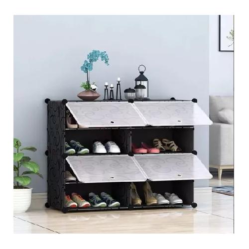 ZAPATERO ORGANIZADOR 2 FILAS Y 4 PISOS ARMABLE NEGRO - 1