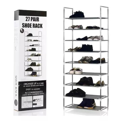 ZAPATERO ESTANTE 27 PARES 9 NIVELES METÁLICO Y PLÁSTICO PLATEADO - 2