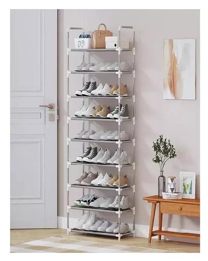 ZAPATERO ESTANTE 27 PARES 9 NIVELES METÁLICO Y PLÁSTICO PLATEADO - 3