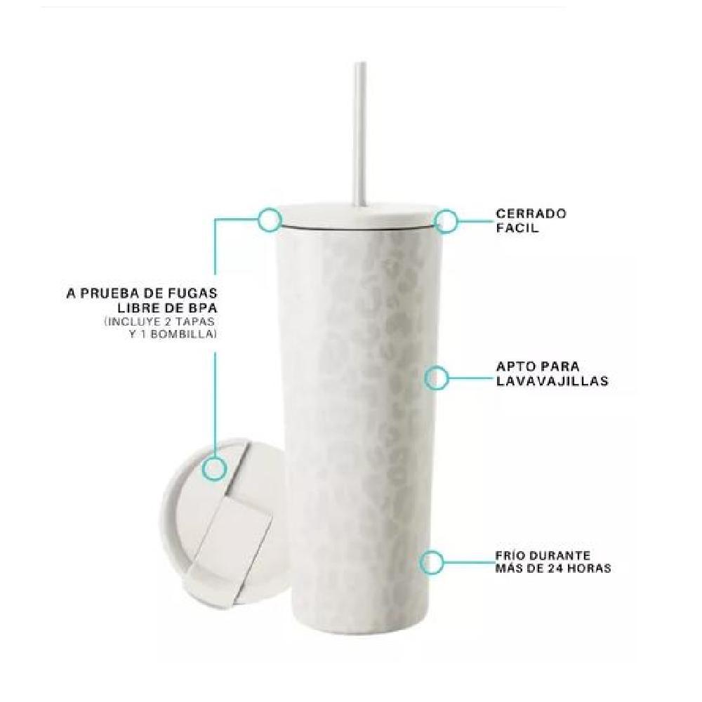 VASO TÉRMICO MUG LH 700 LT, ACERO INOXIDABLE, BLANCO LEOPARDO - 2