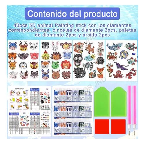 KIT DE 43 HERRAMIENTAS DIY PARA PINTURA DIAMANTE 5D DE ANIMALES - 3
