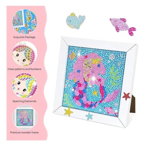 KIT DE PINTURA DIAMANTE 5D DIY PARA NIÑOS CON MARCO, COLOR AZUL - 2