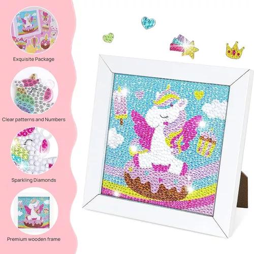 KIT DE PINTURA DIAMANTE 5D DIY PARA NIÑOS CON MARCO, COLOR ROSADO - 2