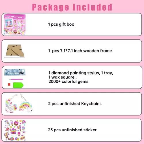 KIT DE PINTURA DIAMANTE 5D DIY PARA NIÑOS CON MARCO, COLOR ROSADO - 3