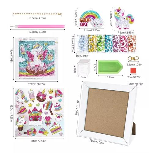 KIT DE PINTURA DIAMANTE 5D DIY PARA NIÑOS CON MARCO, COLOR ROSADO - 6