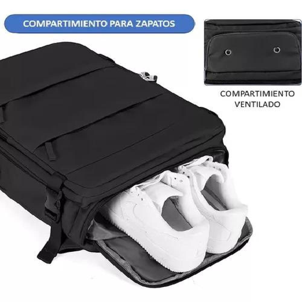 MOCHILA VIAJE CABINA AVIÓN IMPERMEABLE CON USB COLOR VERDE NYLON - 4