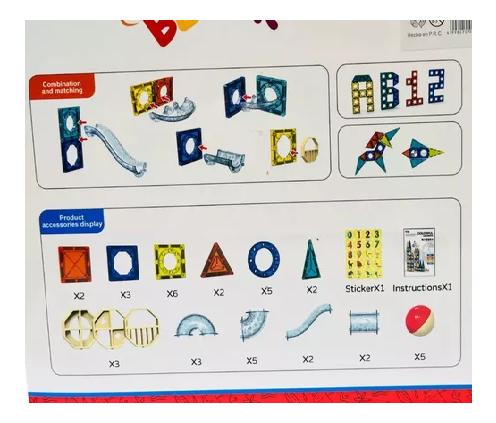 BLOQUES DE CONSTRUCCIÓN MULTICOLOR MAGNÉTICOS TOBOCAN 42 PCS JUGUETE - 2