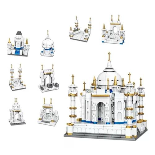CASA MINIATURA TAJ MAHAL DE BLOQUES DE CONSTRUCCIÓN BLANCA - 2