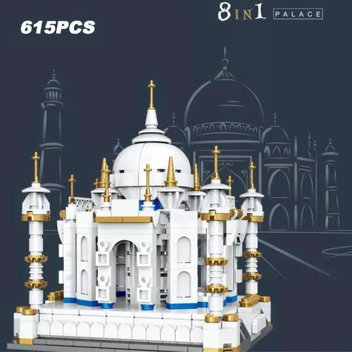 CASA MINIATURA TAJ MAHAL DE BLOQUES DE CONSTRUCCIÓN BLANCA - 4