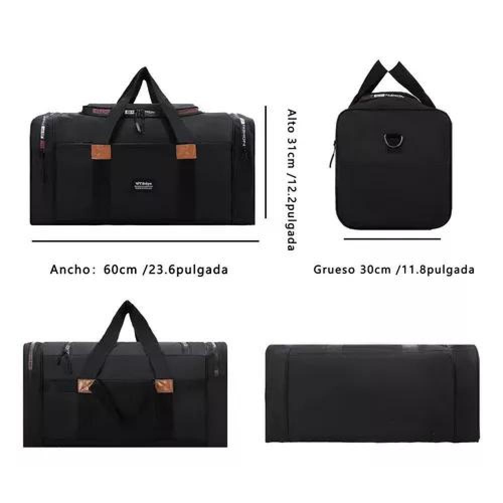 BOLSO FITNESS MODA VIAJES GRAN CAPACIDAD COLOR NEGRO TELA - 2