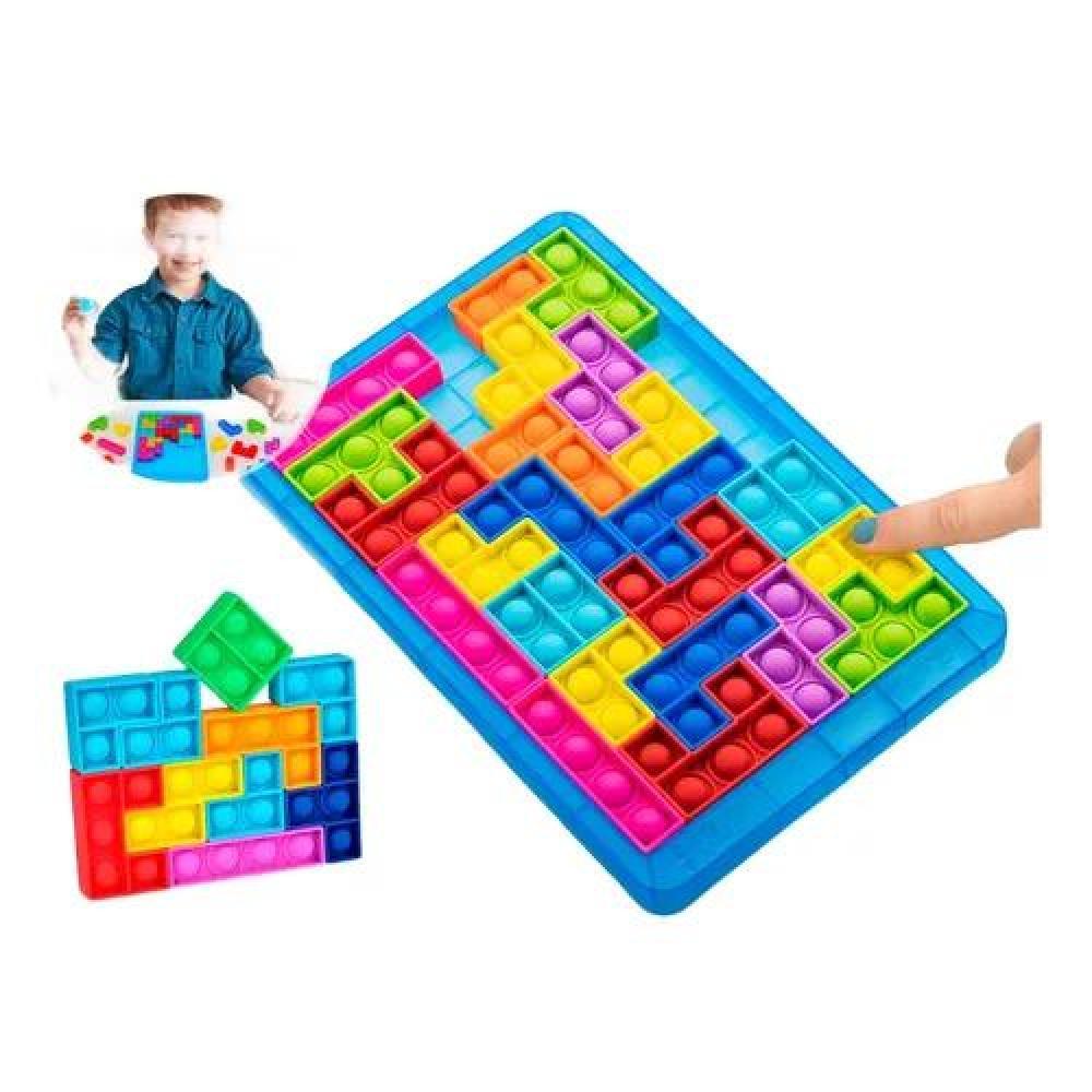 ROMPECABEZA AZUL JUEGO POP IT BURBUJAS BLOQUES TETRIS PUZZLE - 1
