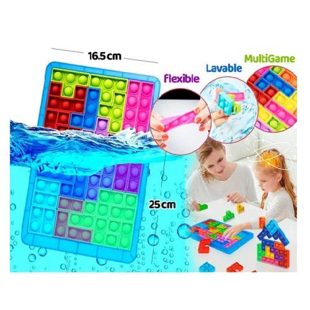 ROMPECABEZA AZUL JUEGO POP IT BURBUJAS BLOQUES TETRIS PUZZLE - 3