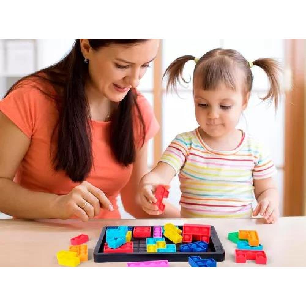 ROMPECABEZA AZUL JUEGO POP IT BURBUJAS BLOQUES TETRIS PUZZLE - 4