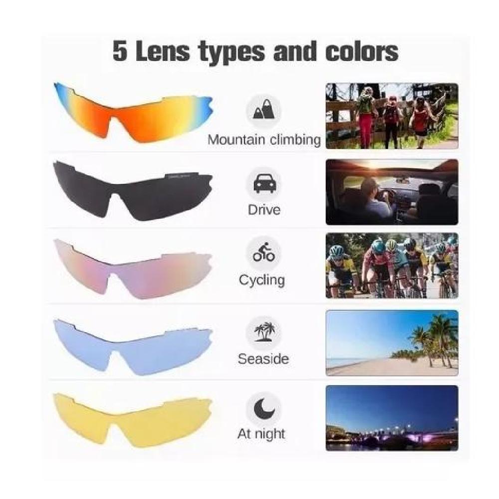 LENTES DEPORTIVOS 5 EN 1, BICICLETA OUTDOOR RUNNING - 5