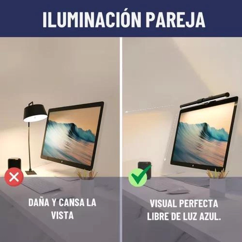 BARRA DE LUZ LED PARA MONITOR, LÁMPARA DE ESCRITORIO, NOTEBOOK, EN COLOR NEGRO - 4