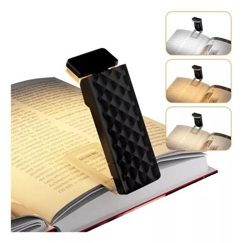 LUZ DE LECTURA RECARGABLE USB PARA LIBROS, COLOR NEGRO - 1