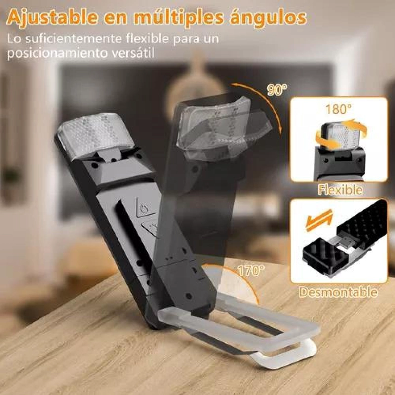 LUZ DE LECTURA RECARGABLE USB PARA LIBROS, COLOR NEGRO - 3