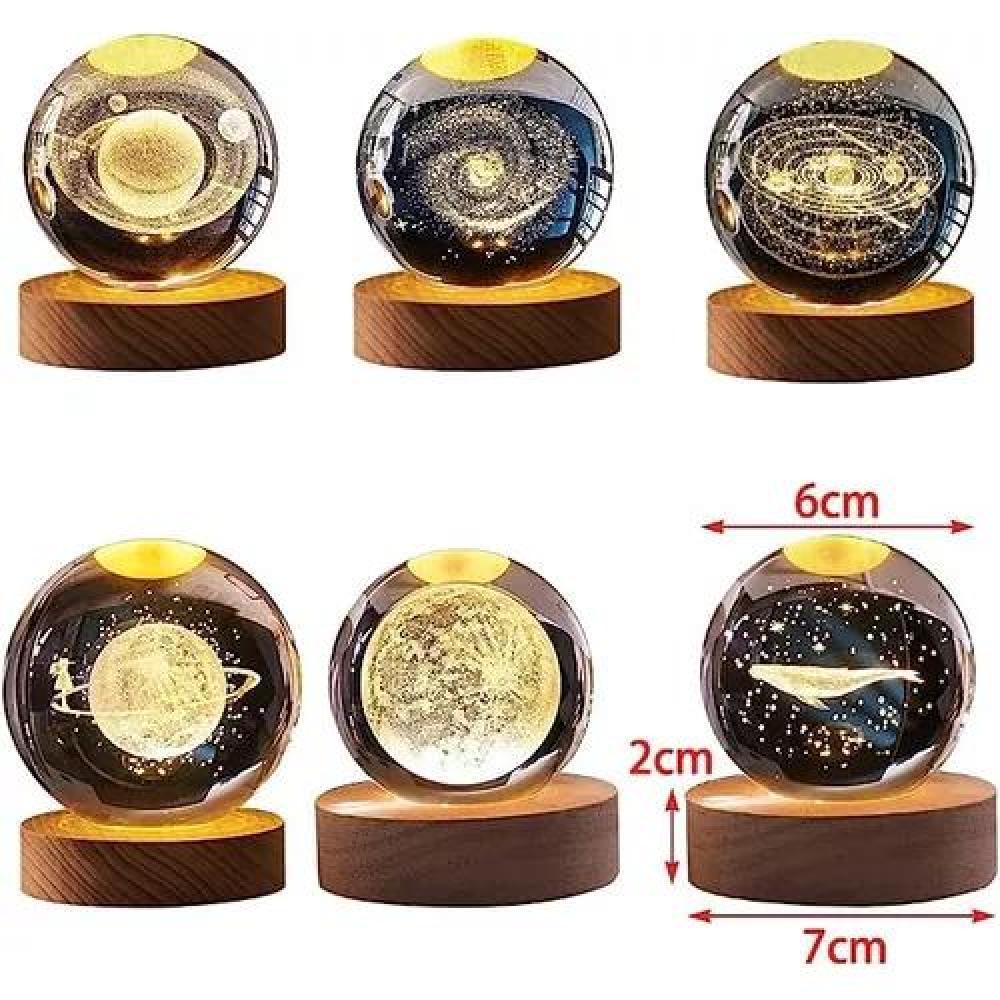 LÁMPARA DE NOCHE LED 3D DE LA LUNA Y SISTEMA SOLAR, PANTALLA DORADA - 2