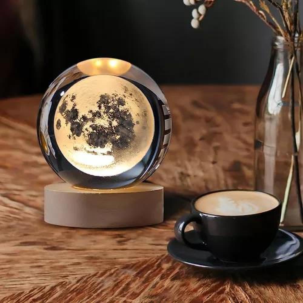 LÁMPARA DE NOCHE LED 3D DE LA LUNA Y SISTEMA SOLAR, PANTALLA DORADA - 4