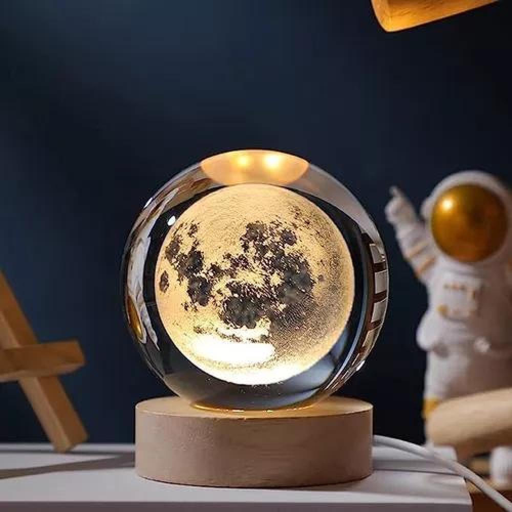 LÁMPARA DE NOCHE LED 3D DE LA LUNA Y SISTEMA SOLAR, PANTALLA DORADA - 5