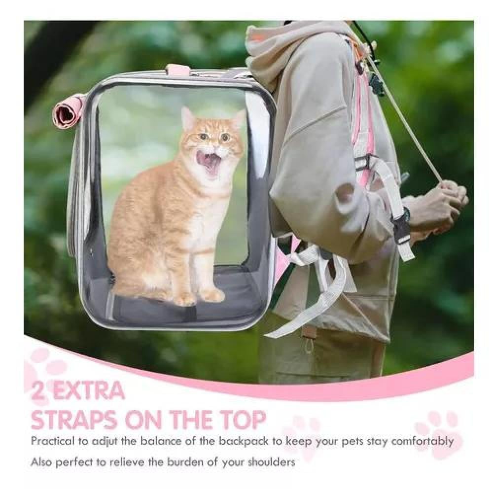 BOLSO PERROS Y GATOS MOCHILA JAULA TRANSPORTE ROSADO - 5