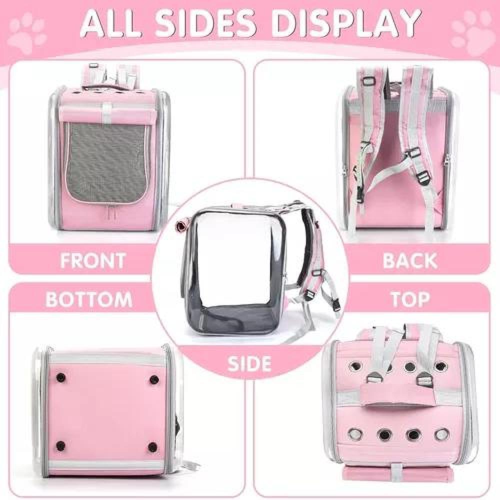 BOLSO PERROS Y GATOS MOCHILA JAULA TRANSPORTE ROSADO - 6