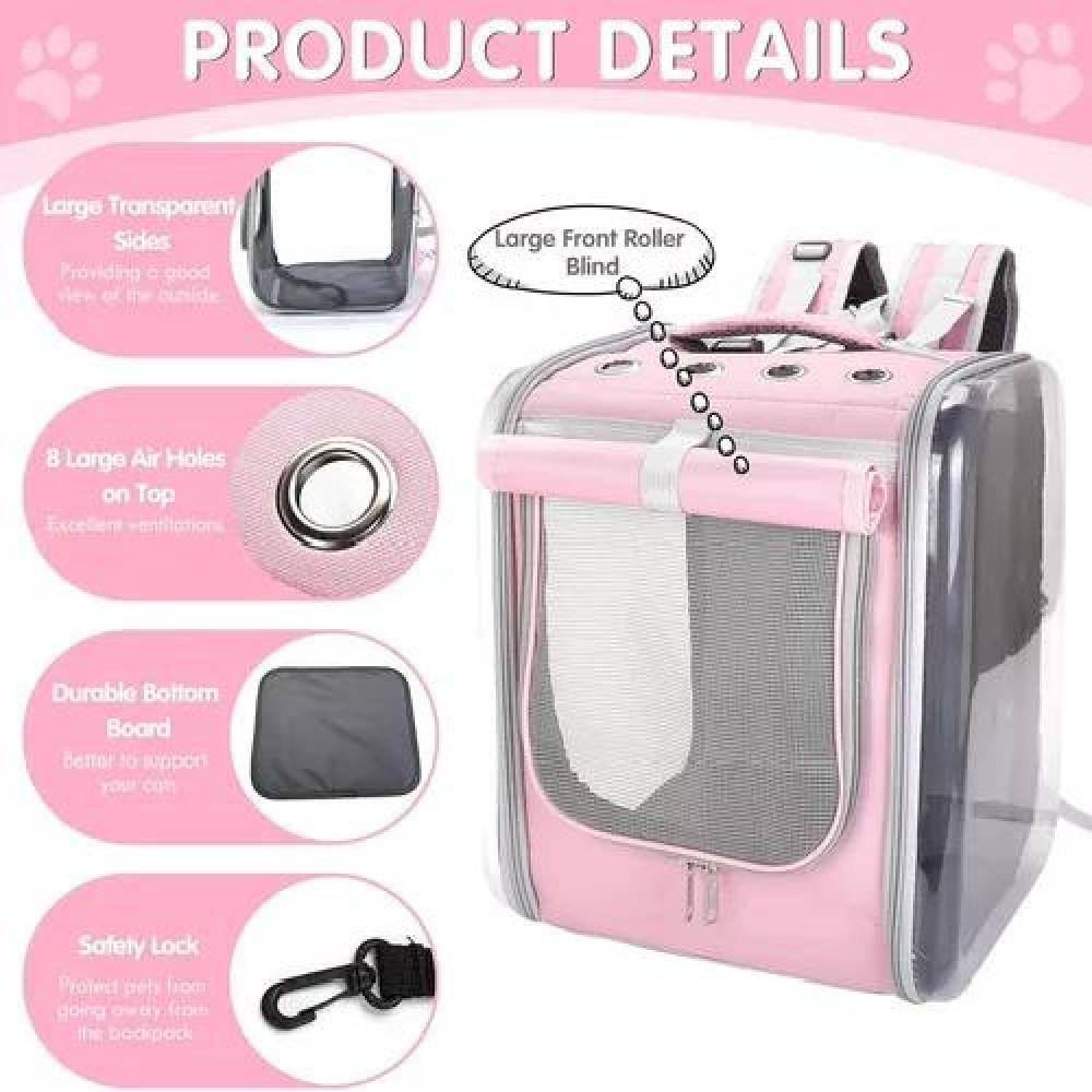 BOLSO PERROS Y GATOS MOCHILA JAULA TRANSPORTE ROSADO - 7