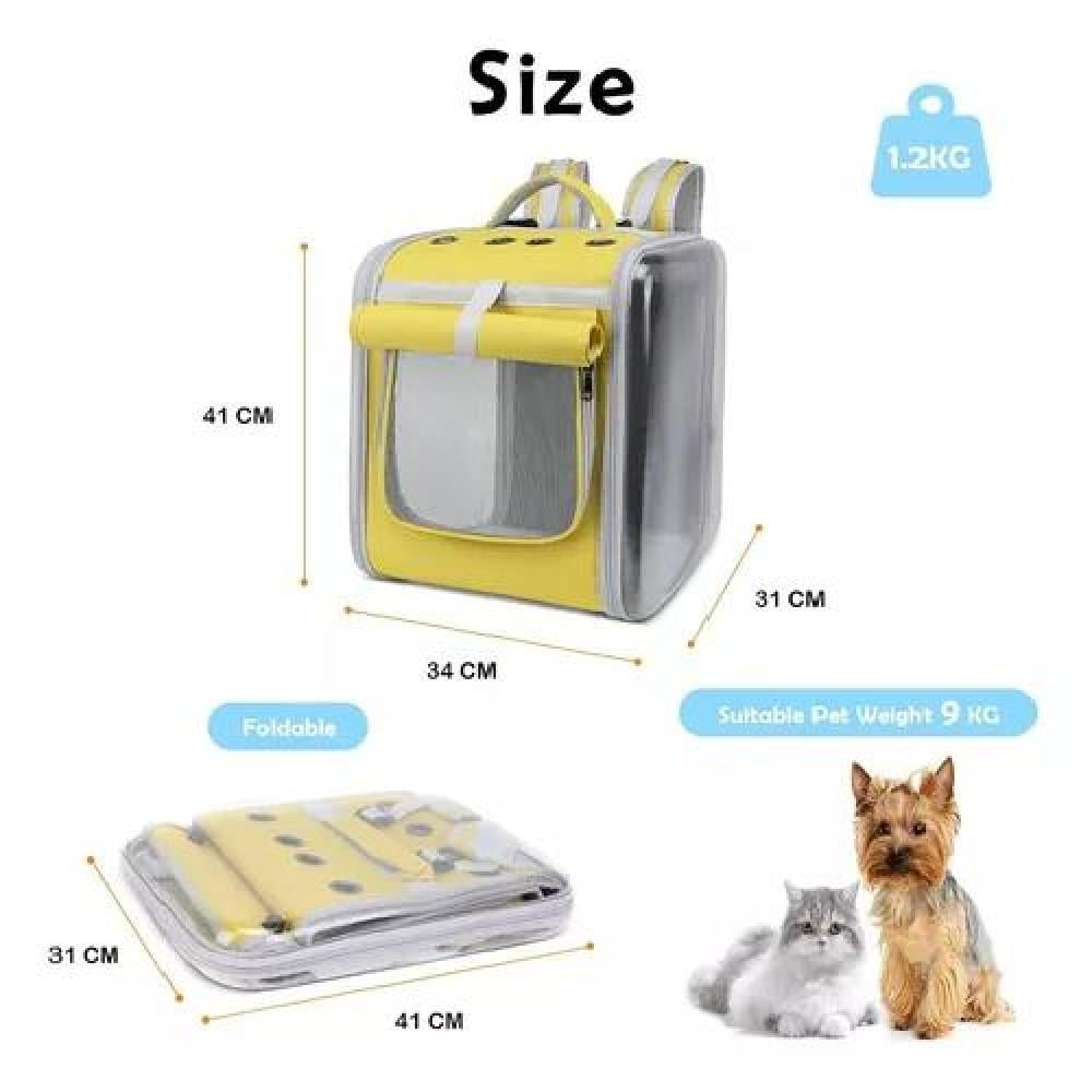 BOLSO PERROS Y GATOS MOCHILA JAULA TRANSPORTE AMARILLO - 3