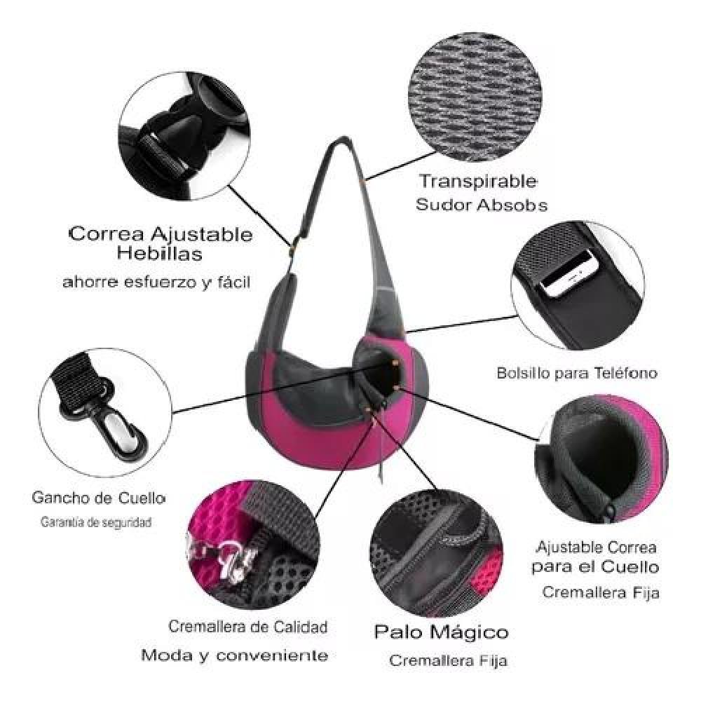 BOLSO PERROS Y GATOS TRANSPORTADOR MOCHILA FUCSIA - 6