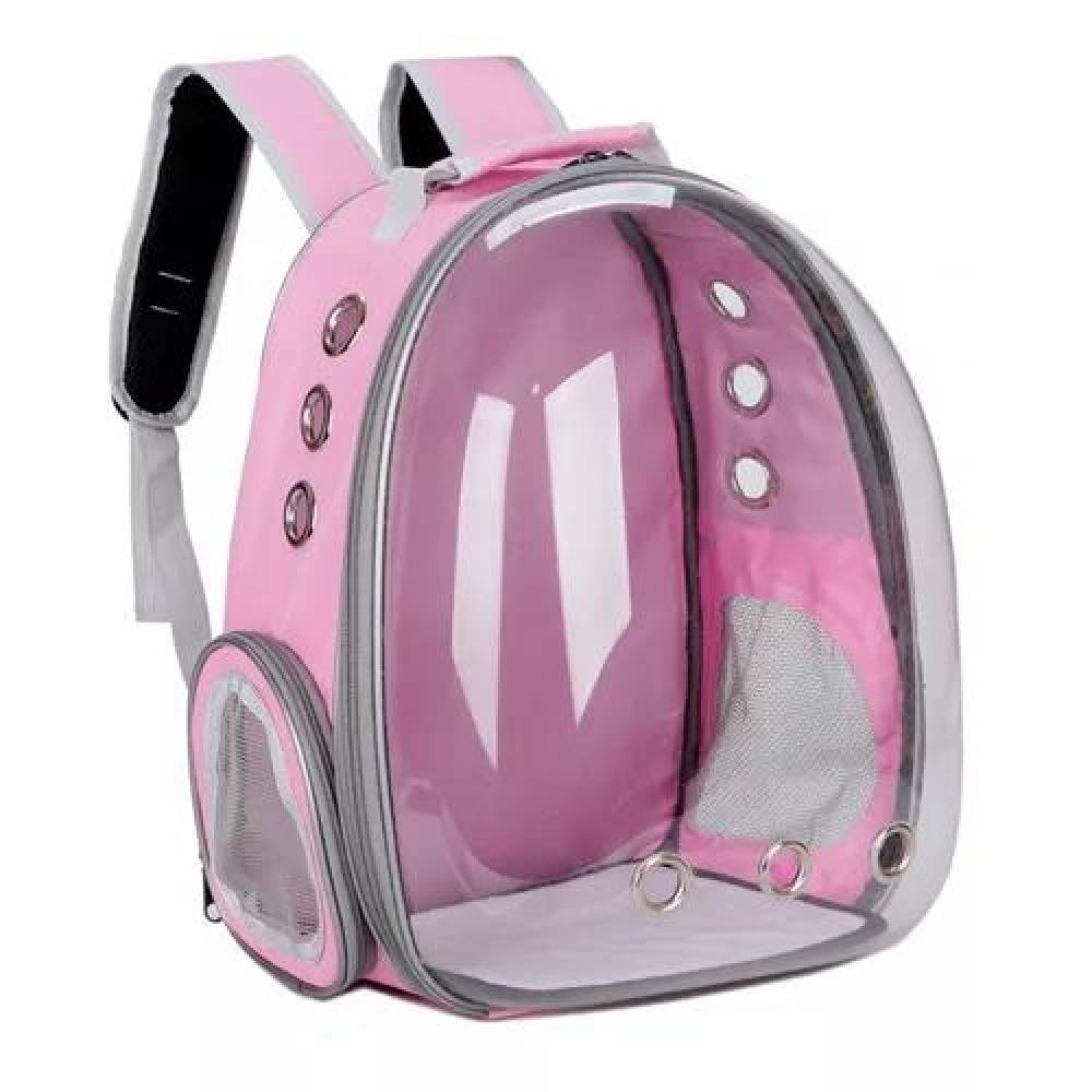 BOLSA VIAJE GATOS MOCHILA TRANSPARENTE ROSADO - 1