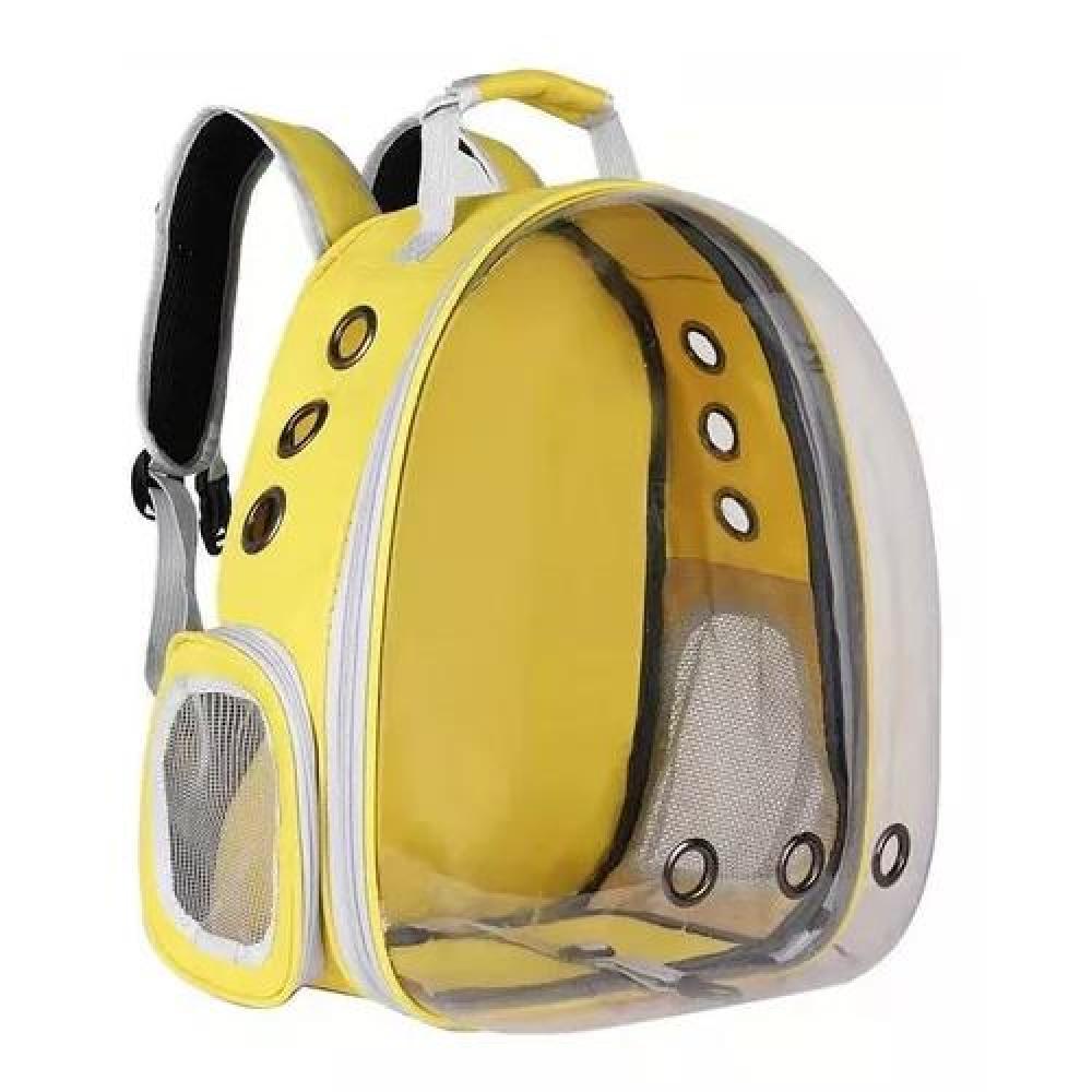 BOLSA VIAJE GATOS MOCHILA TRANSPARENTE AMARILLA - 1