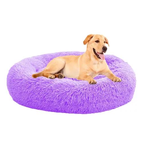 CAMA PARA MASCOTAS FELPA ANTIESTRÉS 80 CM XL VIOLETA - 1