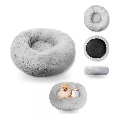 CAMA ANTIESTRÉS DE FELPA SUAVE PARA MASCOTAS 70 CM GRIS - 2
