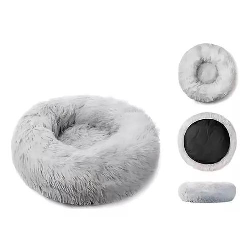 CAMA ANTIESTRÉS DE FELPA SUAVE PARA MASCOTAS 70 CM GRIS - 4