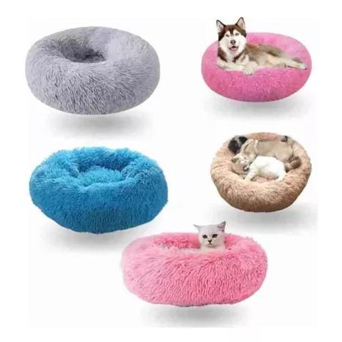CAMA ANTIESTRÉS DE FELPA PARA PERROS Y GATOS 50 CM ROSADO - 4
