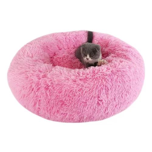 CAMA ANTIESTRÉS DE FELPA PARA PERROS Y GATOS 50 CM ROSADO - 5