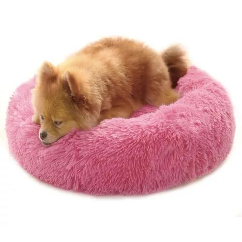 CAMA ANTIESTRÉS DE FELPA PARA PERROS Y GATOS 50 CM ROSADO - 6