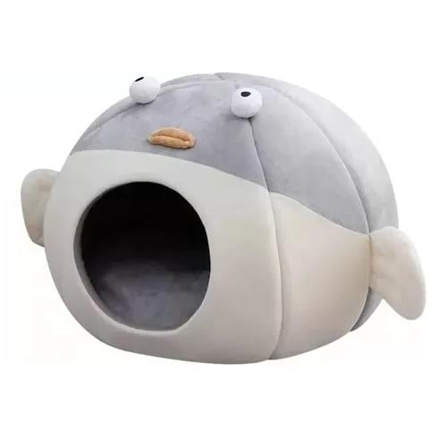 CAMA IGLÚ PARA MASCOTAS GATO Y PERRO INVIERNO PEZ S GRIS - 2