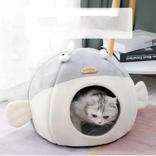 CAMA IGLÚ PARA MASCOTAS GATO Y PERRO INVIERNO PEZ S GRIS - 3