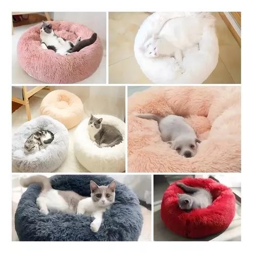 CAMA ANTIESTRÉS PELUDA PARA PERROS Y GATOS 70 CM MARRÓN - 6