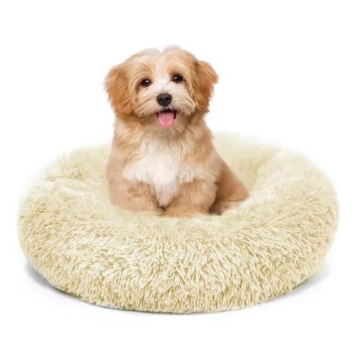 CAMA ANTIESTRÉS FELPA PELUDA PARA MASCOTAS 40 CM BEIGE - 2