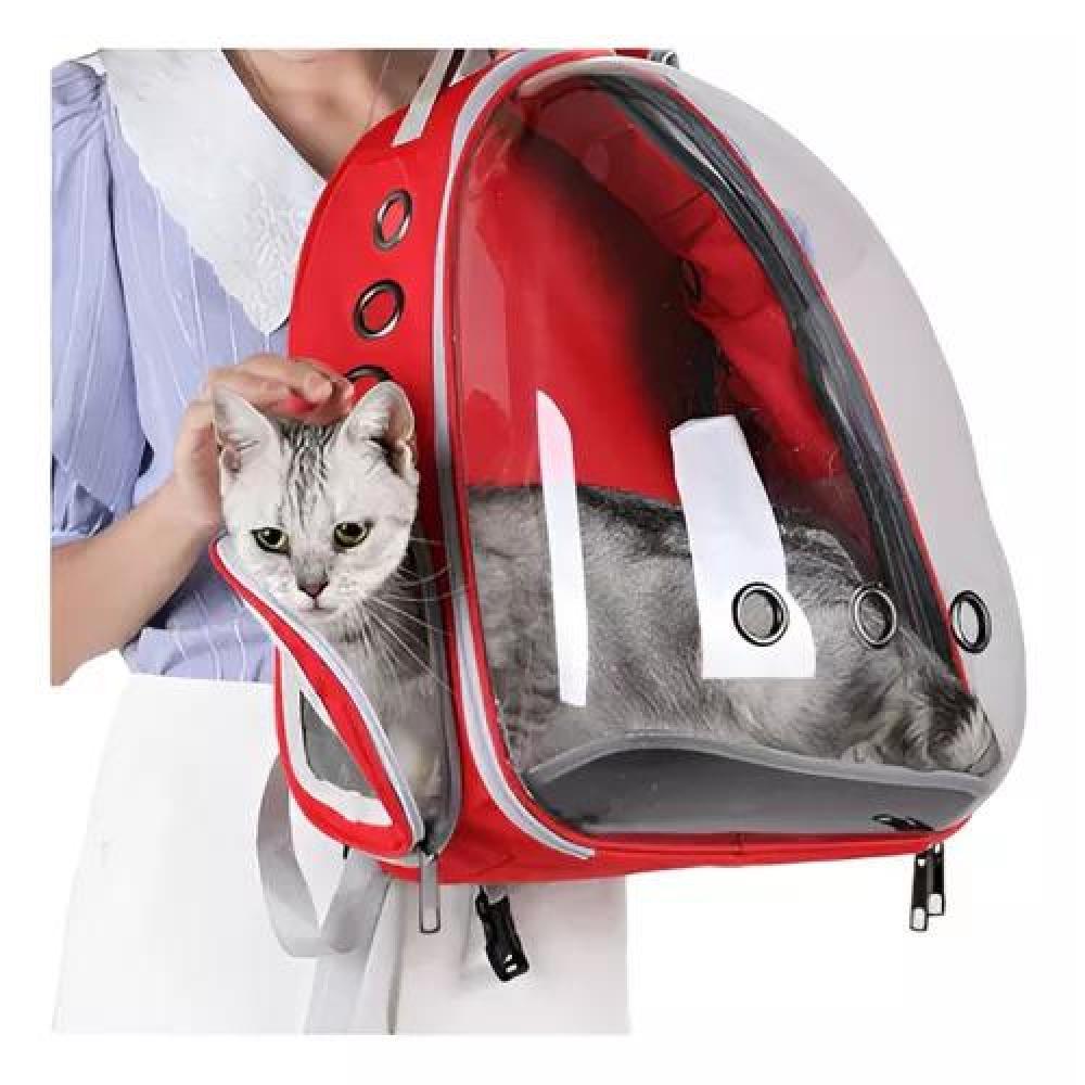 BOLSO PERROS Y GATOS CANIL MOCHILA TRANSPORTADORA ROJO - 3