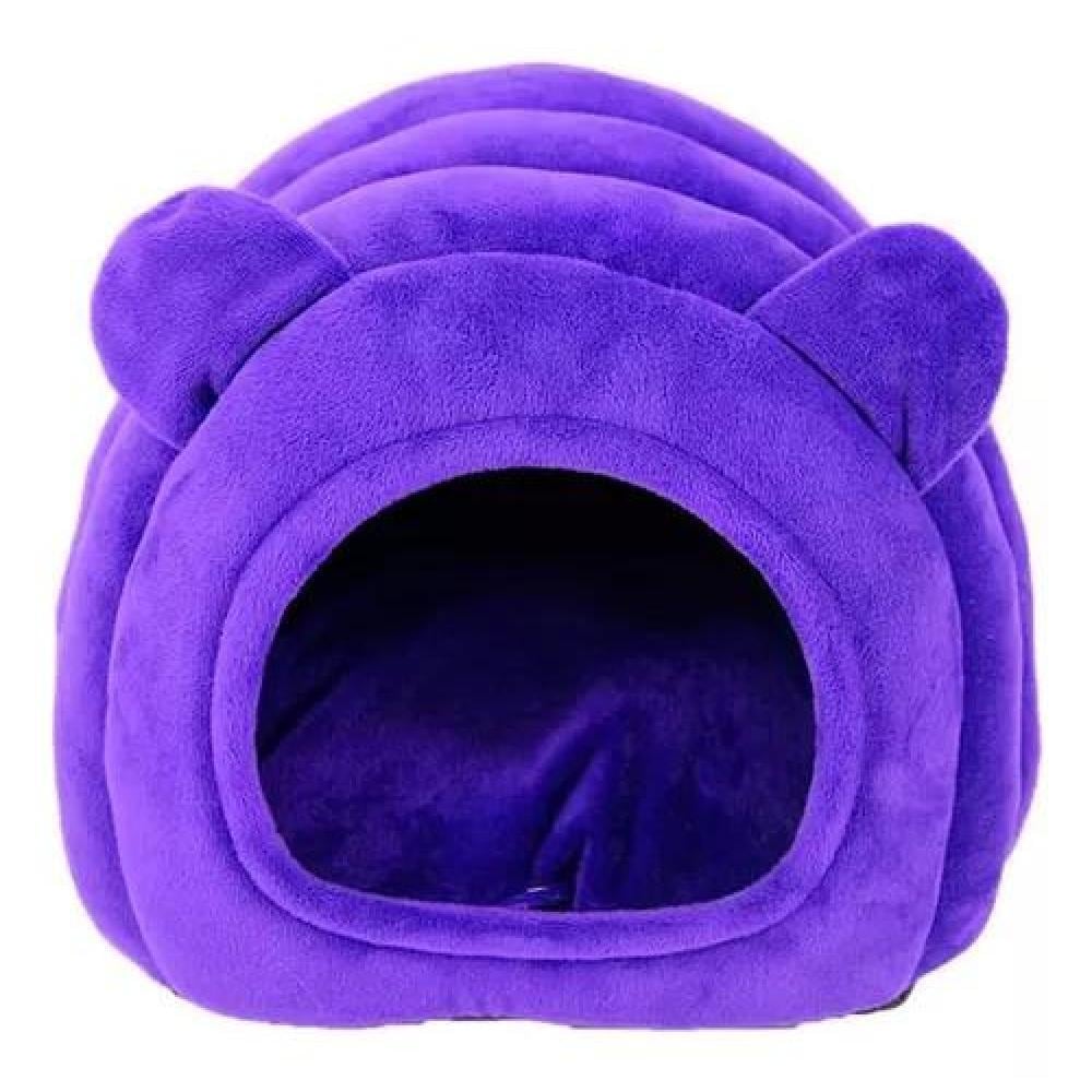 CAMA ORUGA PARA MASCOTAS ACOLCHADA CON FELPA MORADA - 3