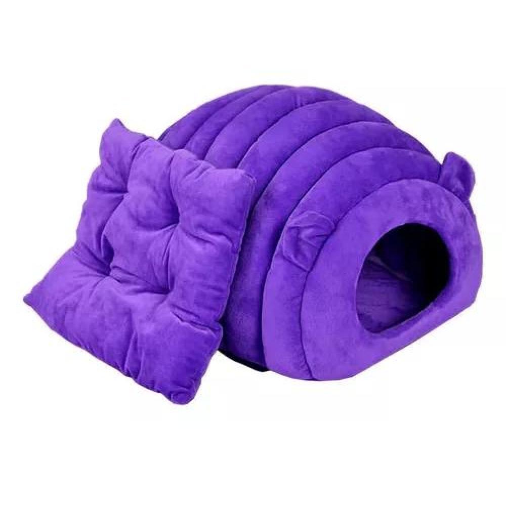 CAMA ORUGA PARA MASCOTAS ACOLCHADA CON FELPA MORADA - 4