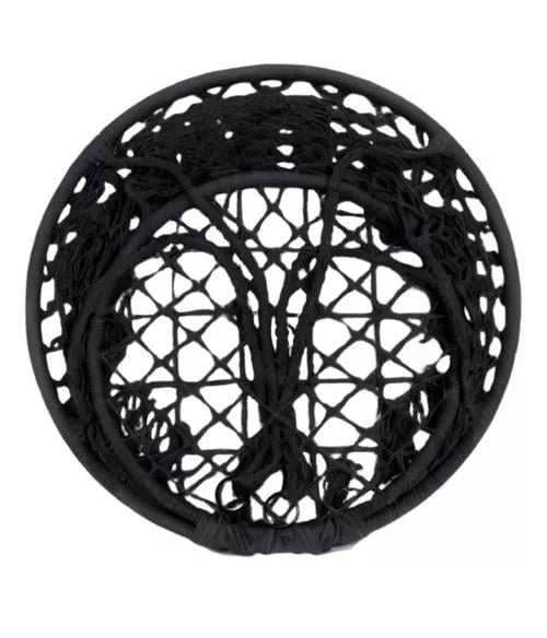 HAMACA SILLA COLGANTE REDONDA INTERIOR EXTERIOR MACRAMÉ NEGRO - 4